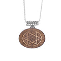 KAMBO Chain Horizontal Large Men's Necklace 925 Sterling Silver – Men's Oval Symbol Necklace (Seal of Solomon)