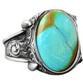 KAMBO Men's Handmade Natural Turquoise Ring in 925 Sterling Silver, Classic Vintage Style-1 Statement Jewelry, Healing C