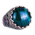 Natural Stone Ring - Handmade King Ring - 925 Sterling Silver (Malachite)
