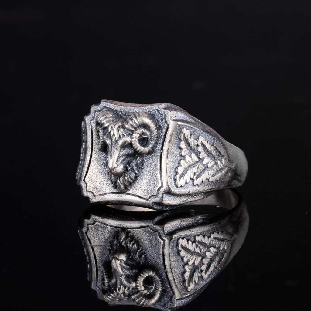 KAMBO 925 Sterling Silver Men's Ram Head Ring – Symbol of Strength, Leadership, and Aries Power – Handmade Vintage Animal Design — 5