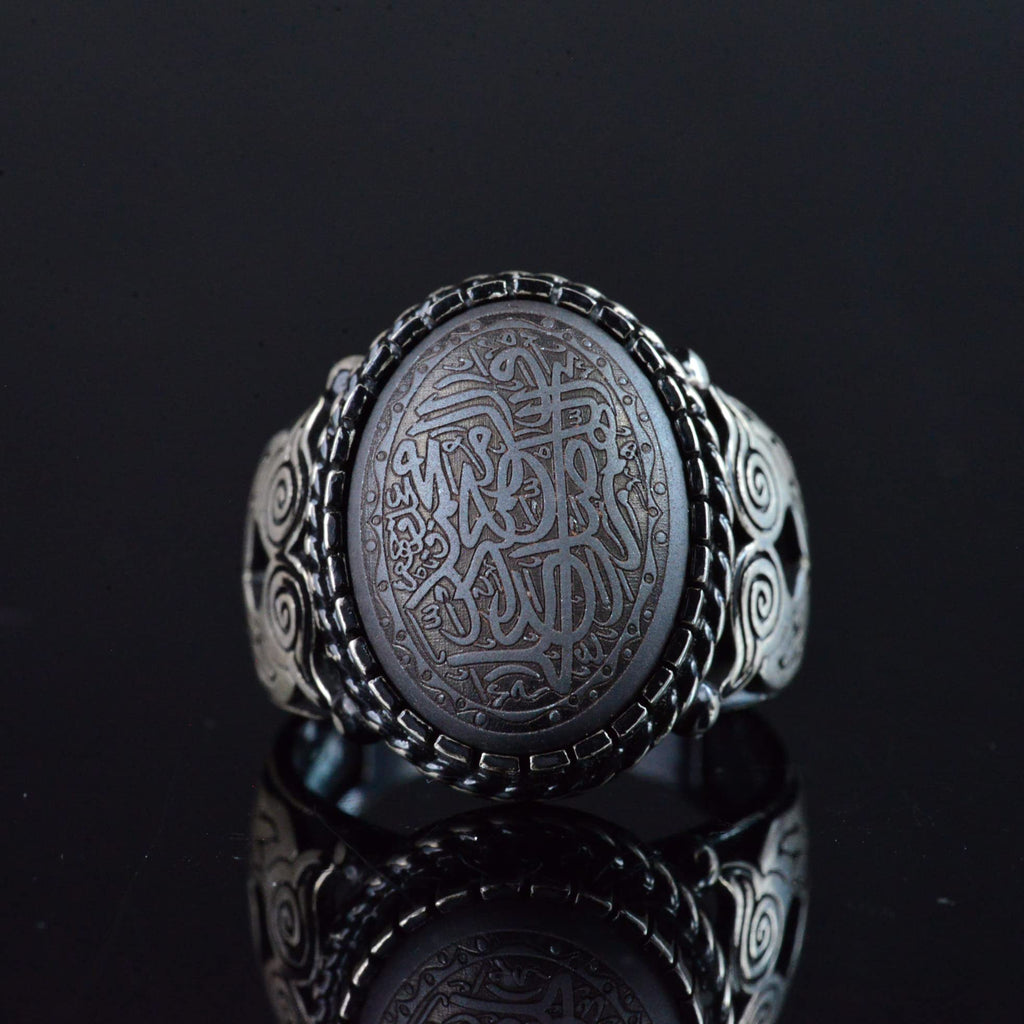 Natural Hematite Stone Ring, Islamic Silver Ring, 925 Sterling Silver Ring — 3