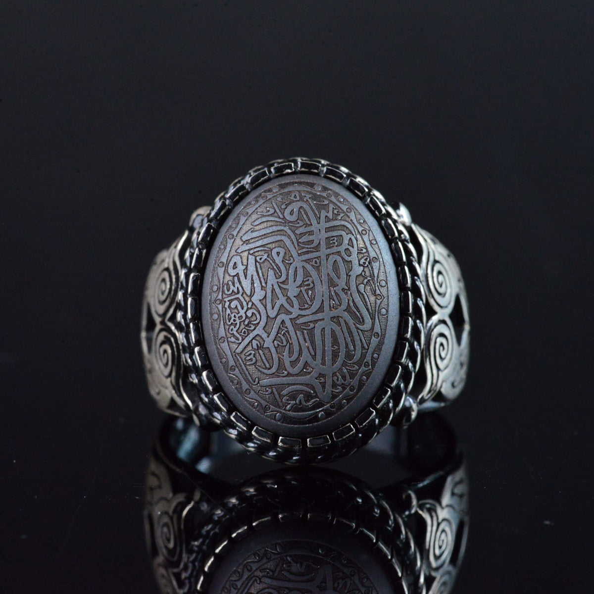 Natural Hematite Stone Ring, Islamic Silver Ring, 925 Sterling Silver Ring — 3