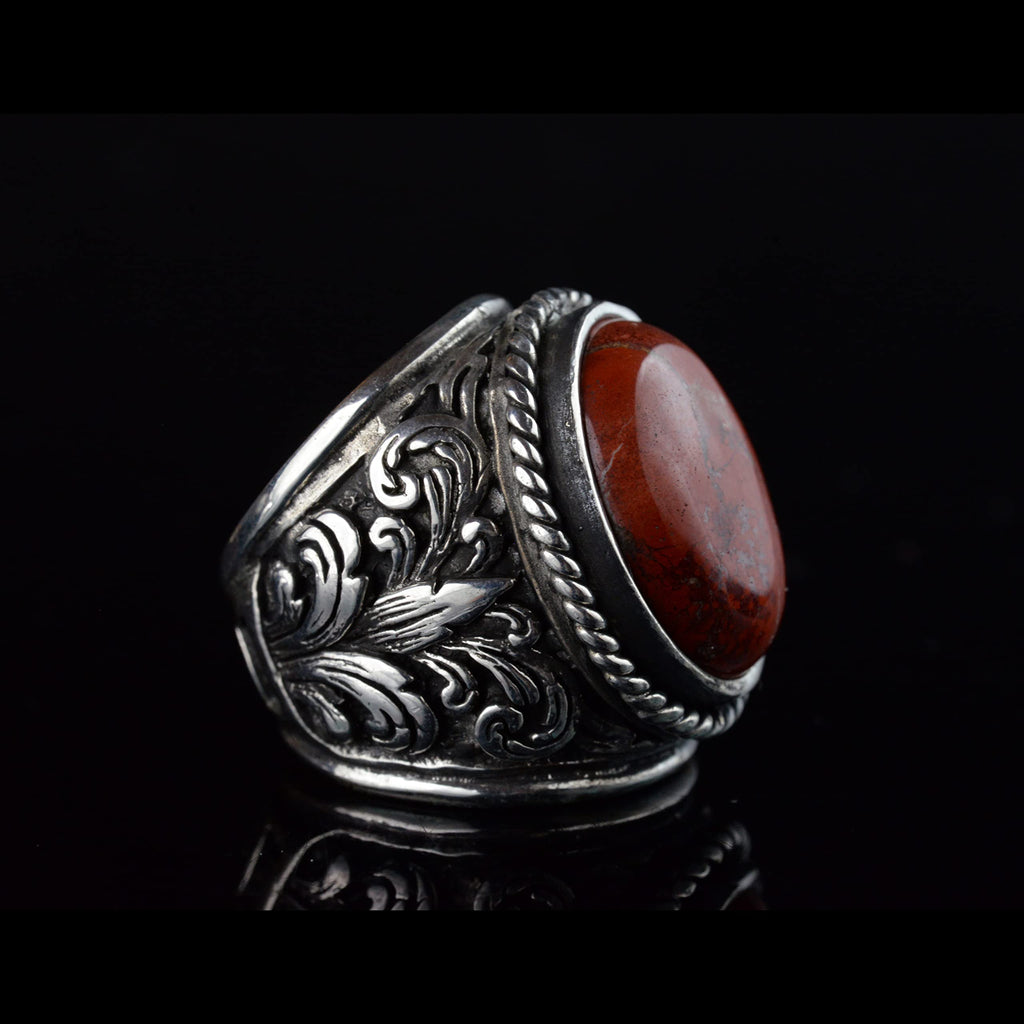 Elegant Stone Collection 925 Sterling Silver Ring - Natural Bloodstone — 5