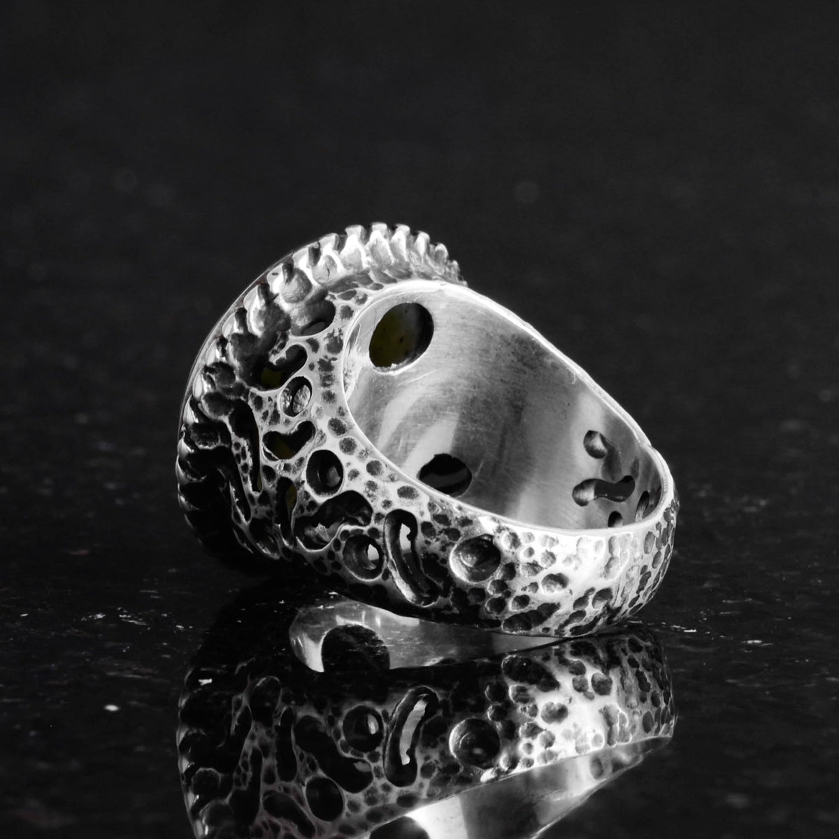 Natural Stone Ring - Jade with 925 Sterling Silver Men's Ring — 5