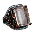 Natural Crystal Stone Ring, 925 Sterling Silver Men's Ring