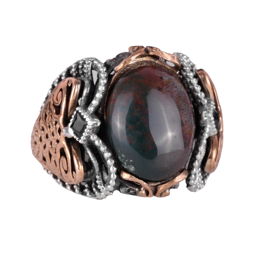 Green Bloodstone, 925 Sterling Silver Men's Ring