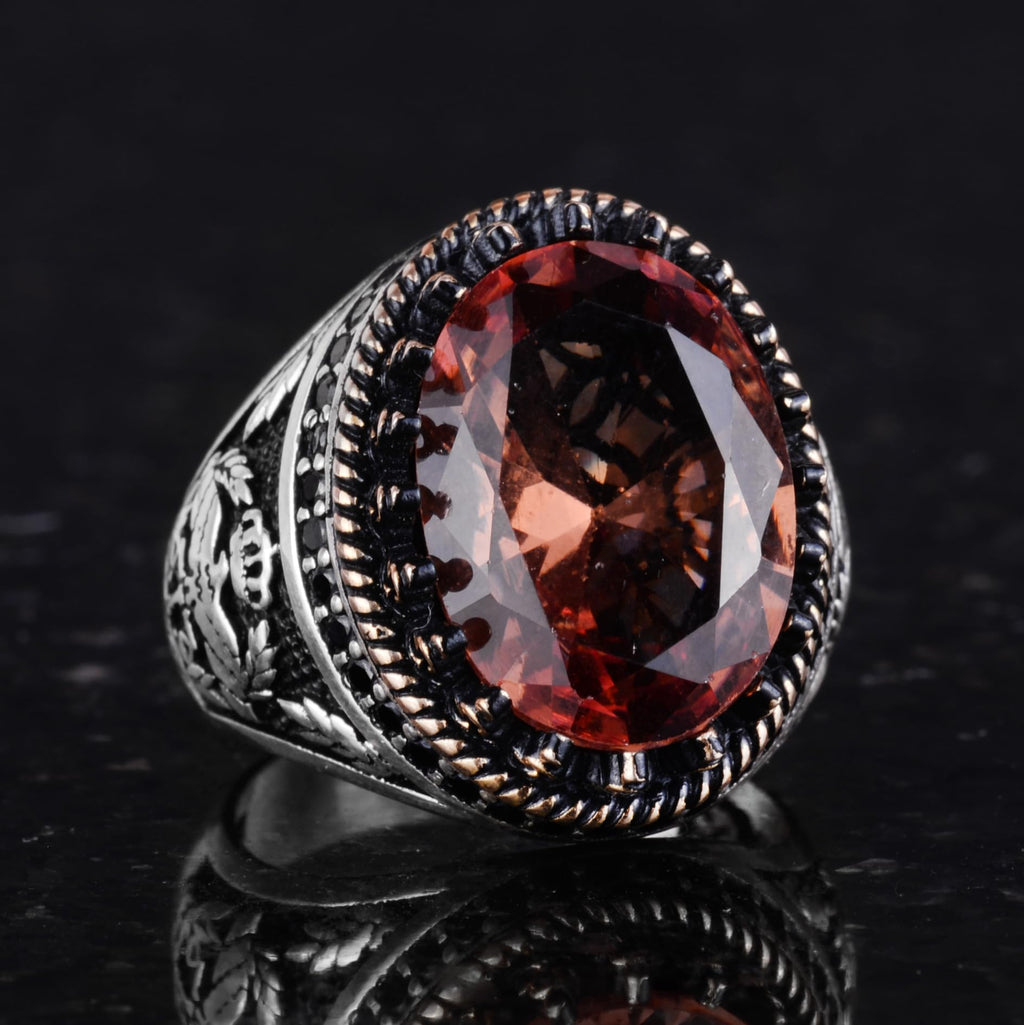 925 Sterling Silver Ring, Artificial Stone Ring, Eagle Symbol Ring, Handmade Ring (Artificial Sultanite) — 5