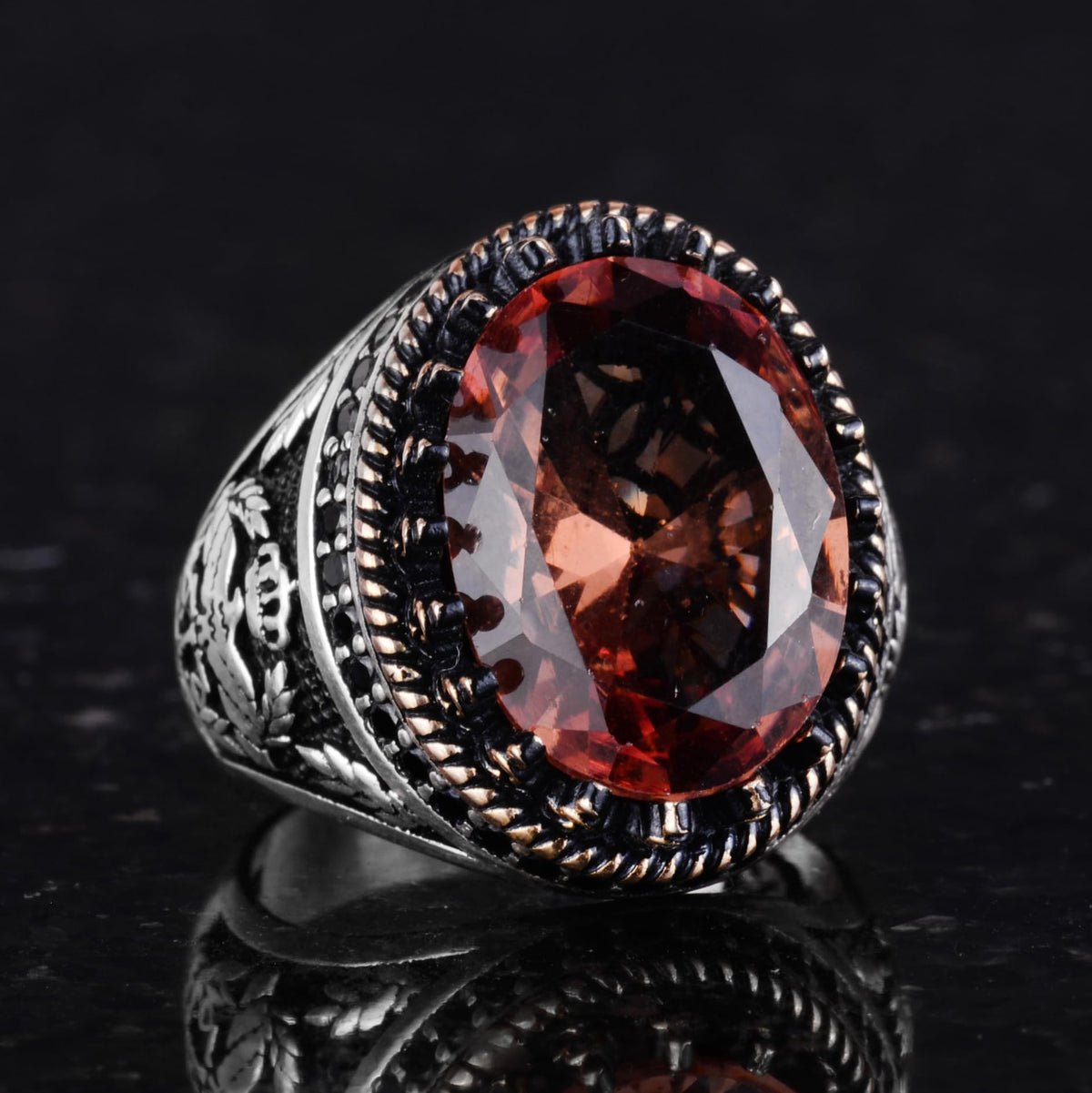 925 Sterling Silver Ring, Artificial Stone Ring, Eagle Symbol Ring, Handmade Ring (Artificial Sultanite) — 5