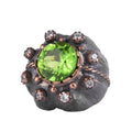 KAMBO Certified Natural Peridot Large Men's Ring 925 Sterling Silver – Handmade Vintage Statement Ring with Crystal Details