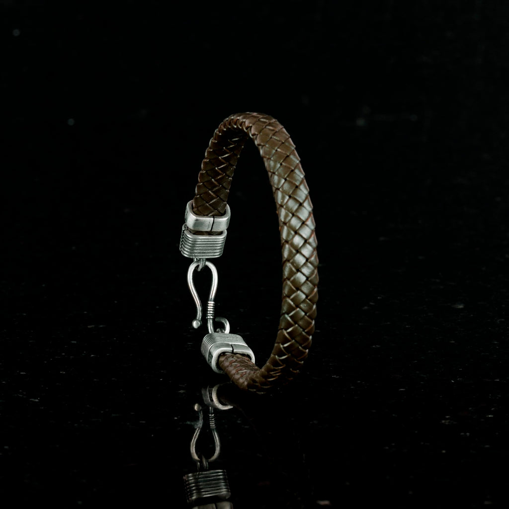 Stylish Handmade Modern Men's Accessory - Leather Bracelet with 925 Sterling Silver Detail — 3