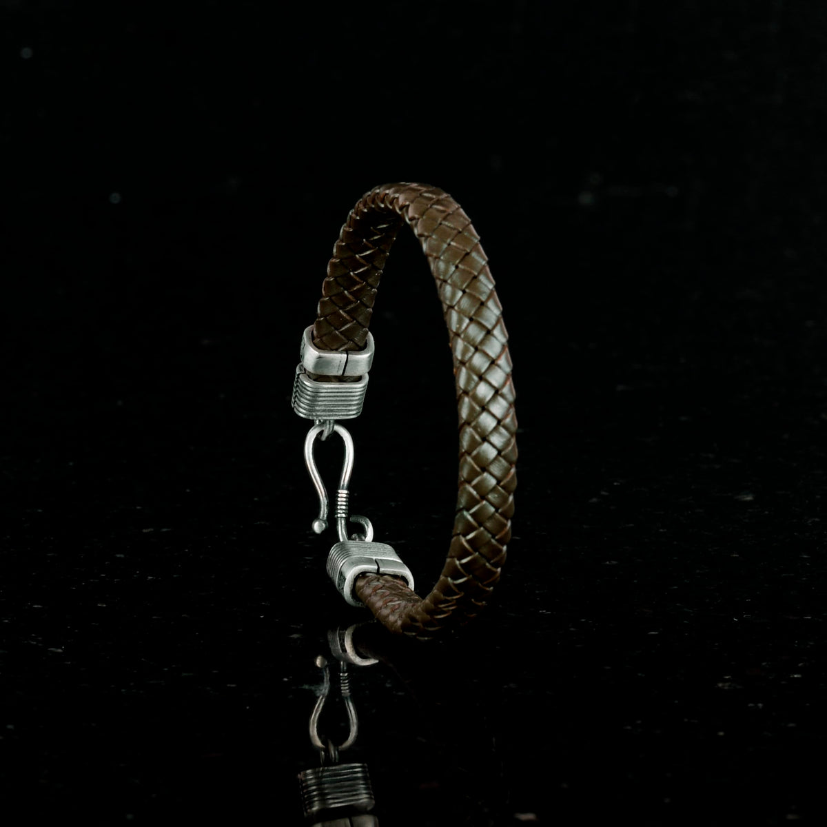 Stylish Handmade Modern Men's Accessory - Leather Bracelet with 925 Sterling Silver Detail — 3