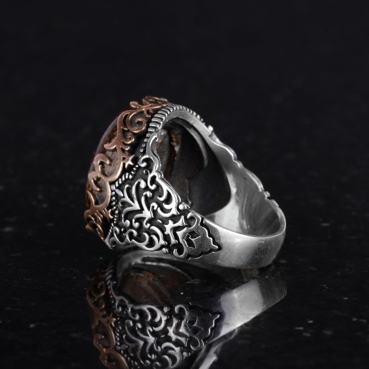 Natural Stone Handmade Ring - 925 Sterling Silver Handmade Ring - Stylish Ring (Tiger Eye) — 7