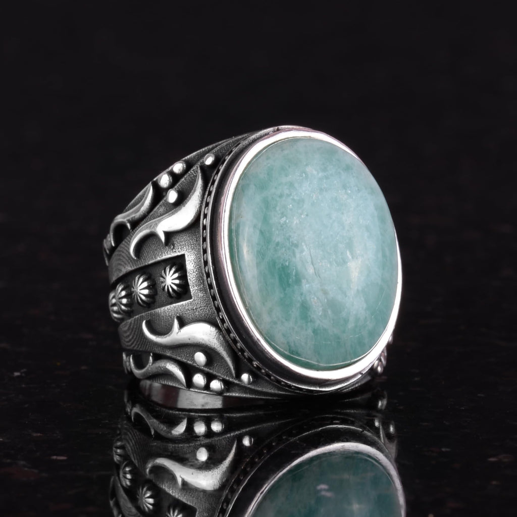 Natural Stone Ring, 925 Sterling Silver Ring, Designer Silver Men's Ring — 5