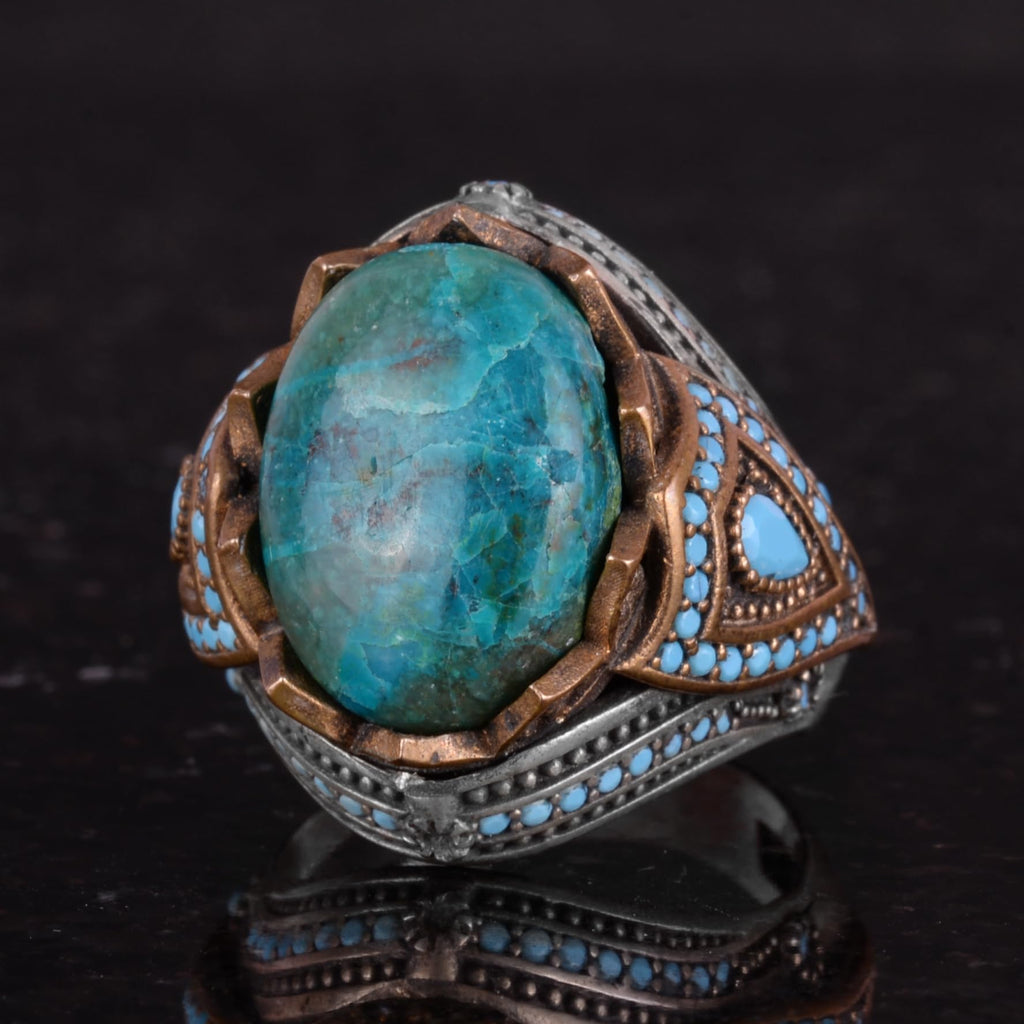 Natural Stone Ring - Handmade 925 Sterling Silver Ring (Azurite) — 6