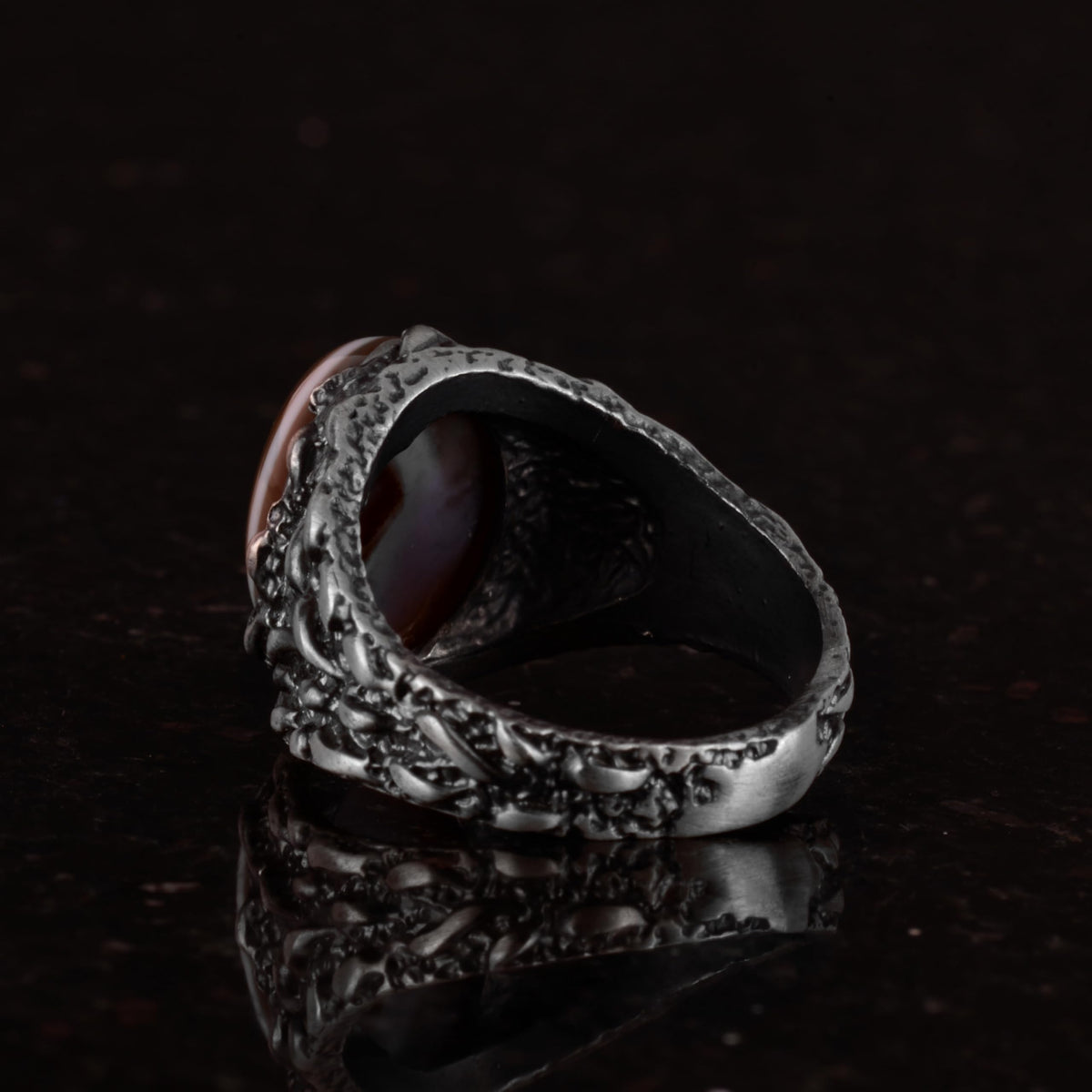 925 Sterling Silver Yemen Agate Men's Ring, Natural Yemen Agate Stone, 925 Sterling Silver Men's Ring — 6