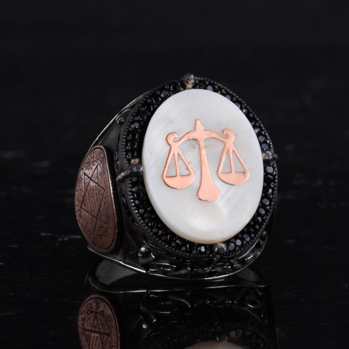 Patterned Handmade Ring - 925 Sterling Silver Men's Ring (Model-3) — 5