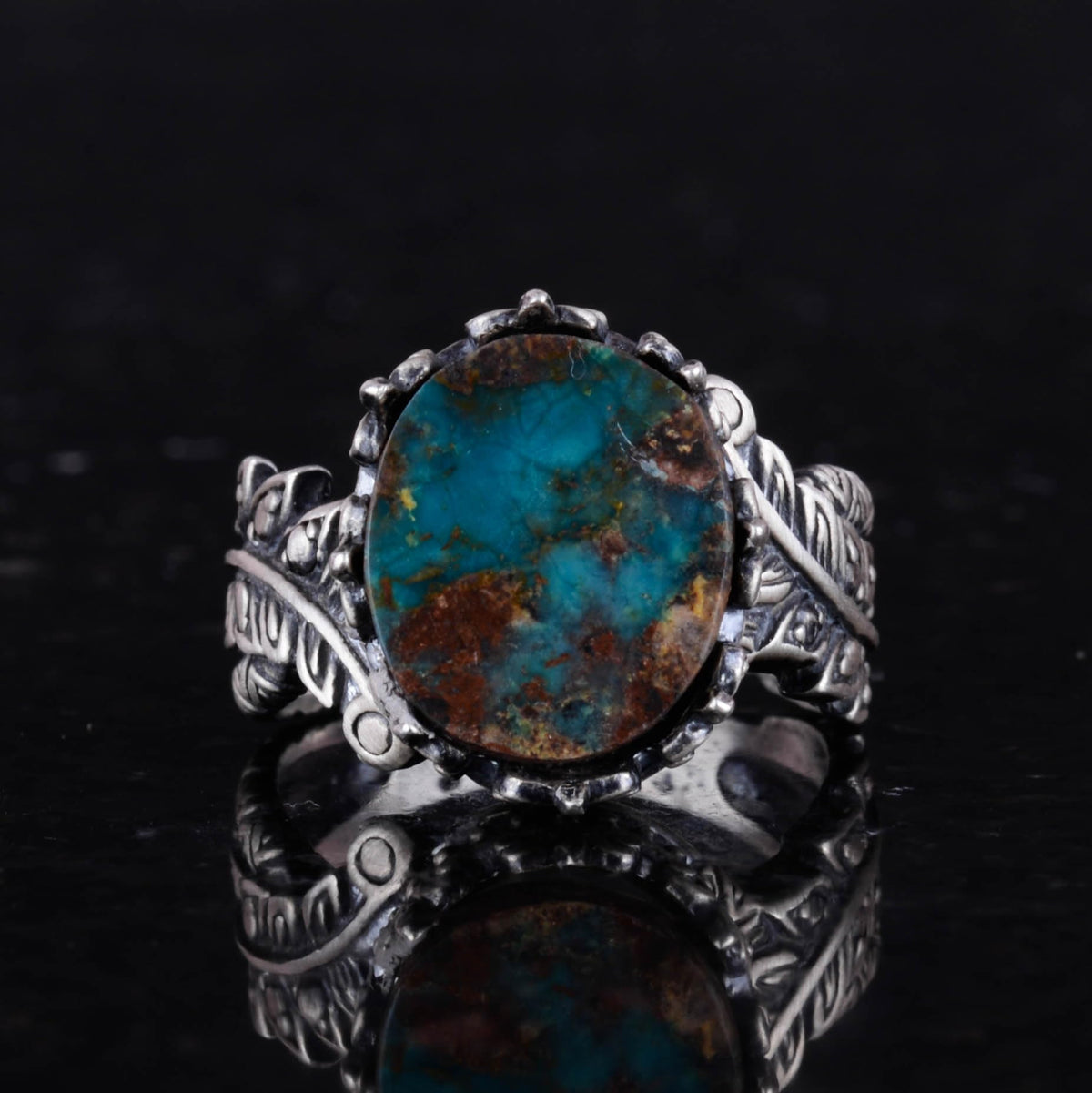 Natural Arizona Turquoise Stone Men's Ring, 925 Sterling Silver Ring, Minimalist Handmade Ring (Model-2) — 4
