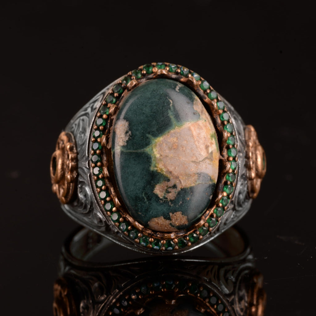 Handmade Natural Arizona Turquoise Stone Ring, 925 Sterling Silver Ring (Model-2) — 2