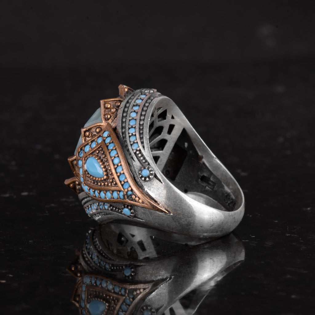 Natural Amazonite Stone Handcrafted Ring - 925 Sterling Silver — 7
