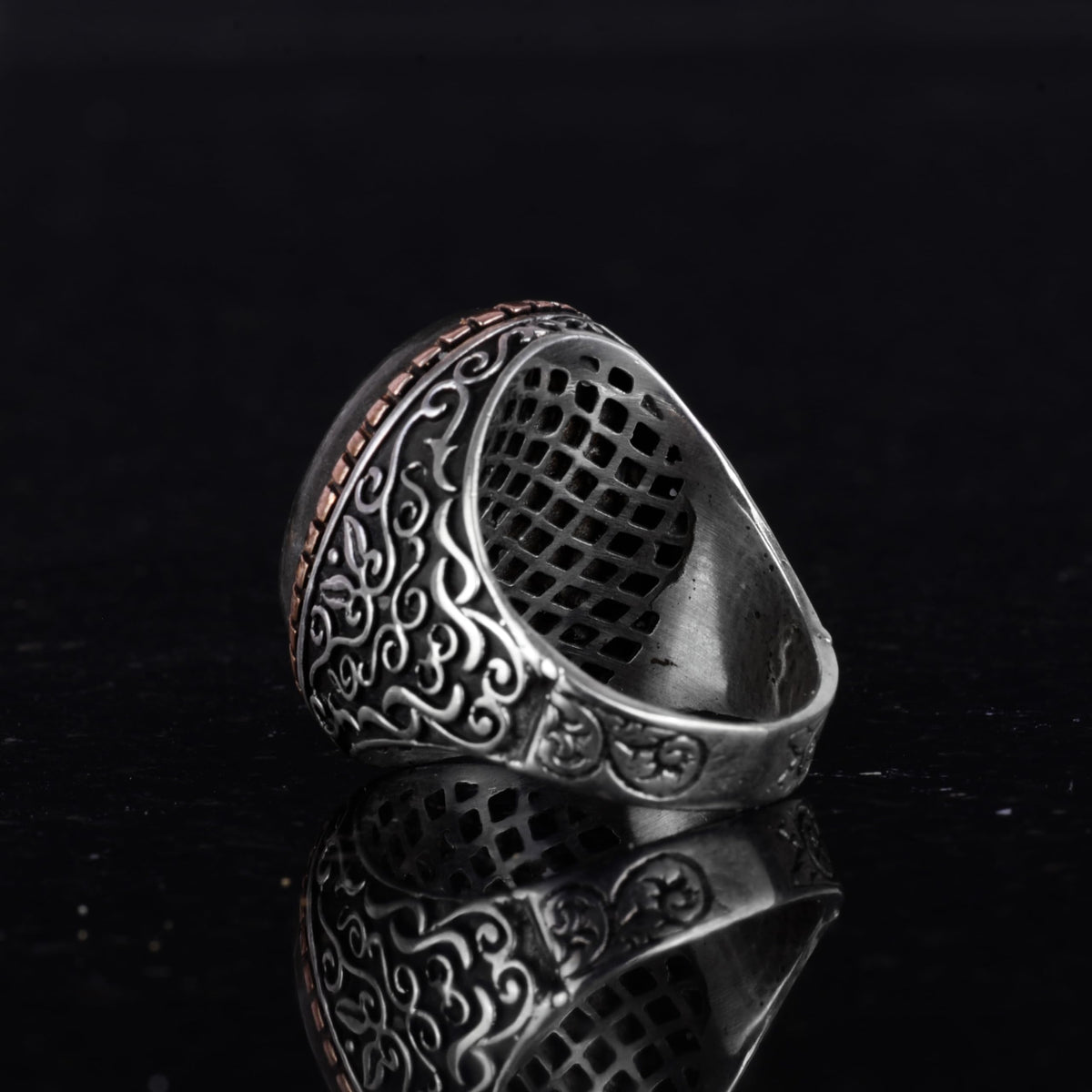 Natural Pyrite Stone Ring - 925 Sterling Silver Men's Ring — 6