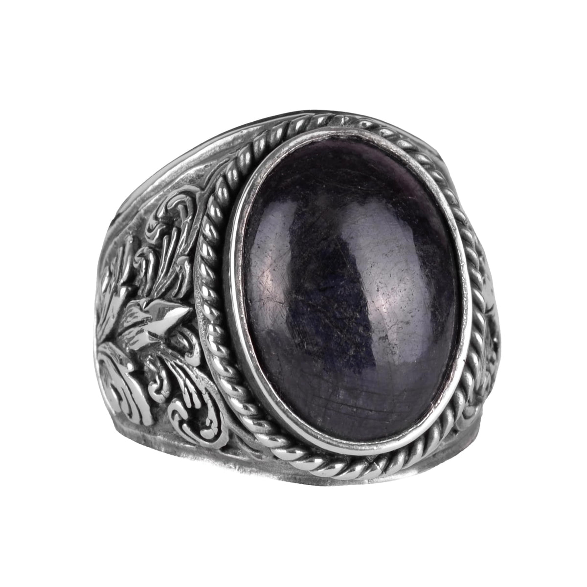 925 Sterling Silver Ring - Natural Stone Selection (Cabochon Sapphire)