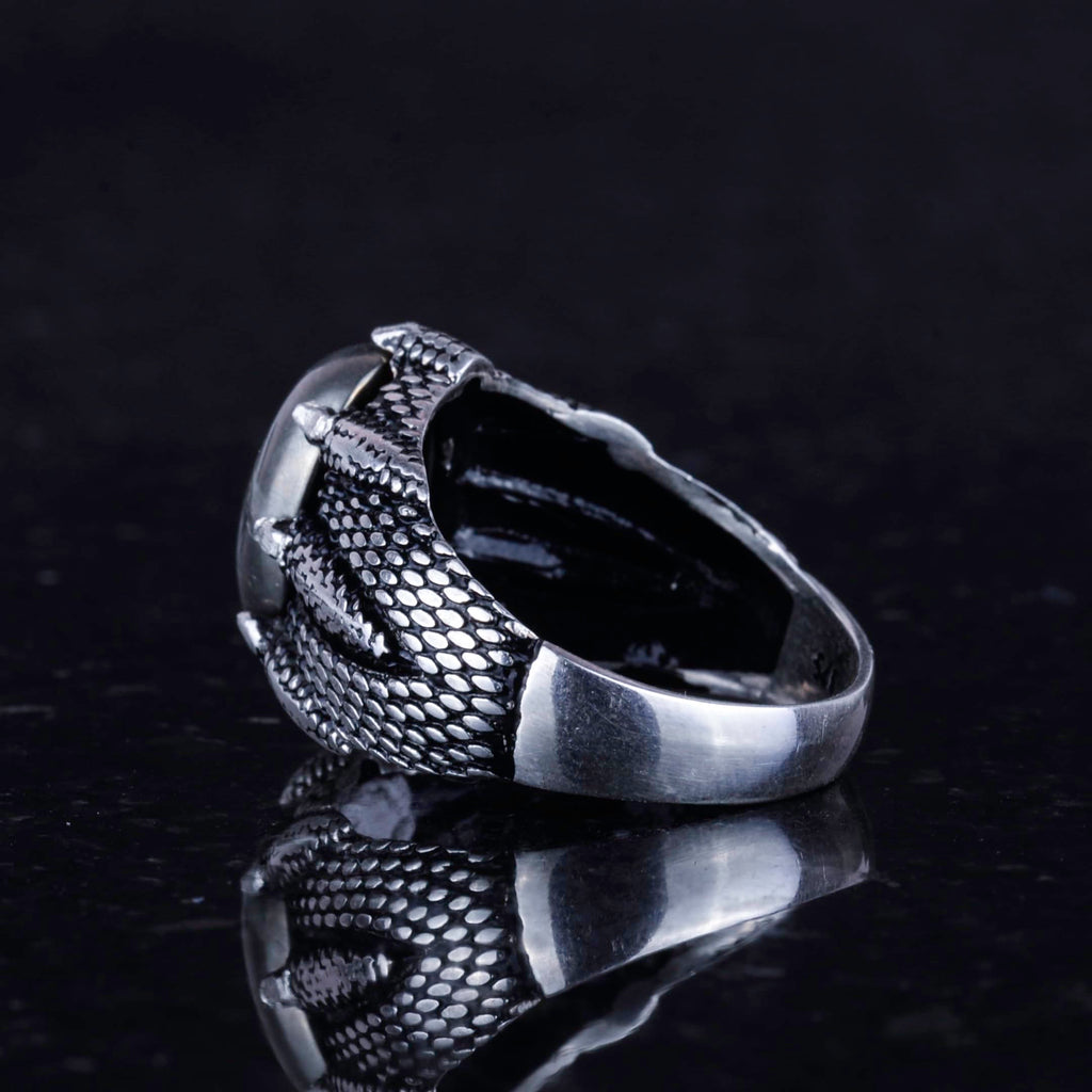 925 Sterling Silver Claw Ring - with Natural Pyrite Stone — 7