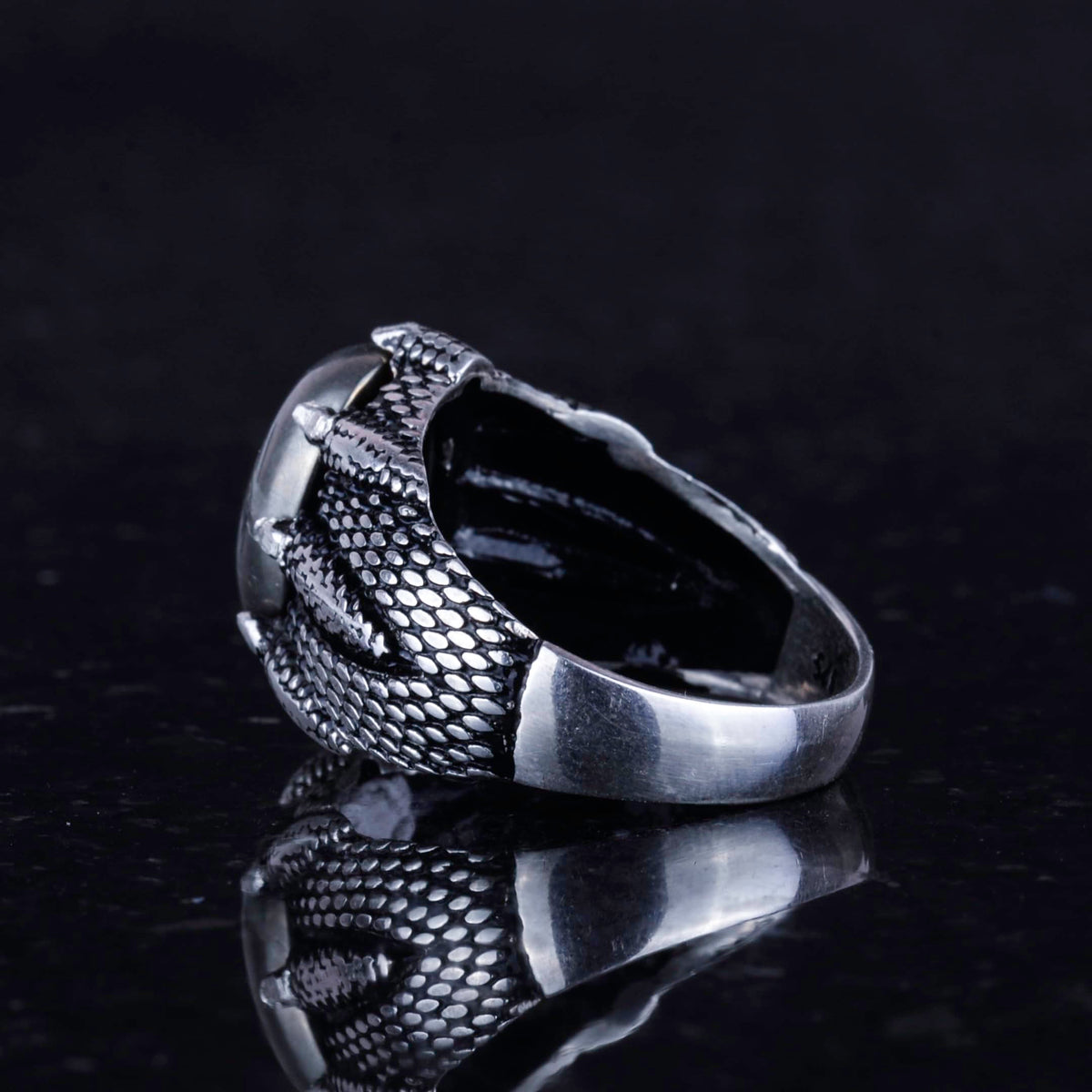 925 Sterling Silver Claw Ring - with Natural Pyrite Stone — 7