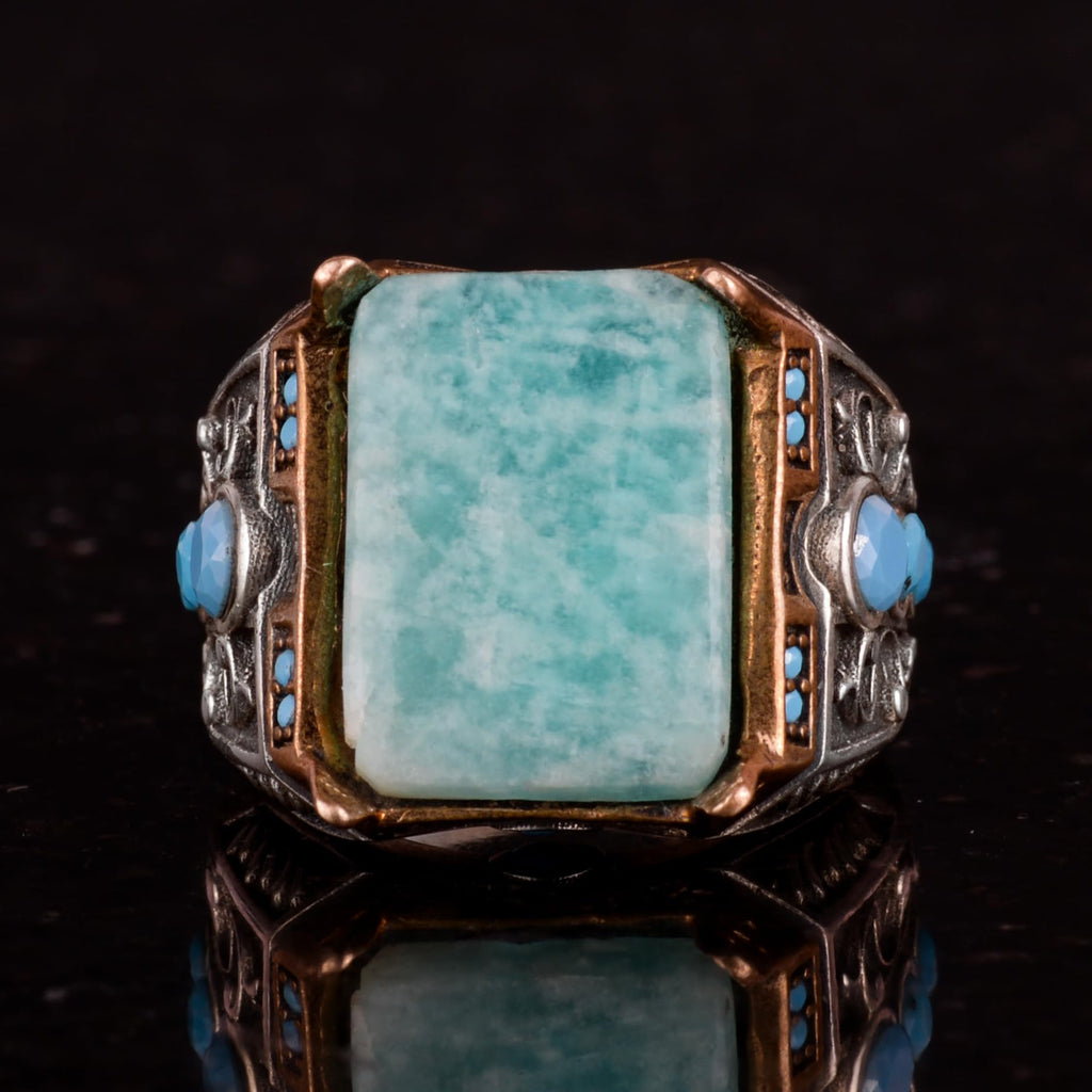 Natural Amazonite Stone Ring - 925 Sterling Silver — 3