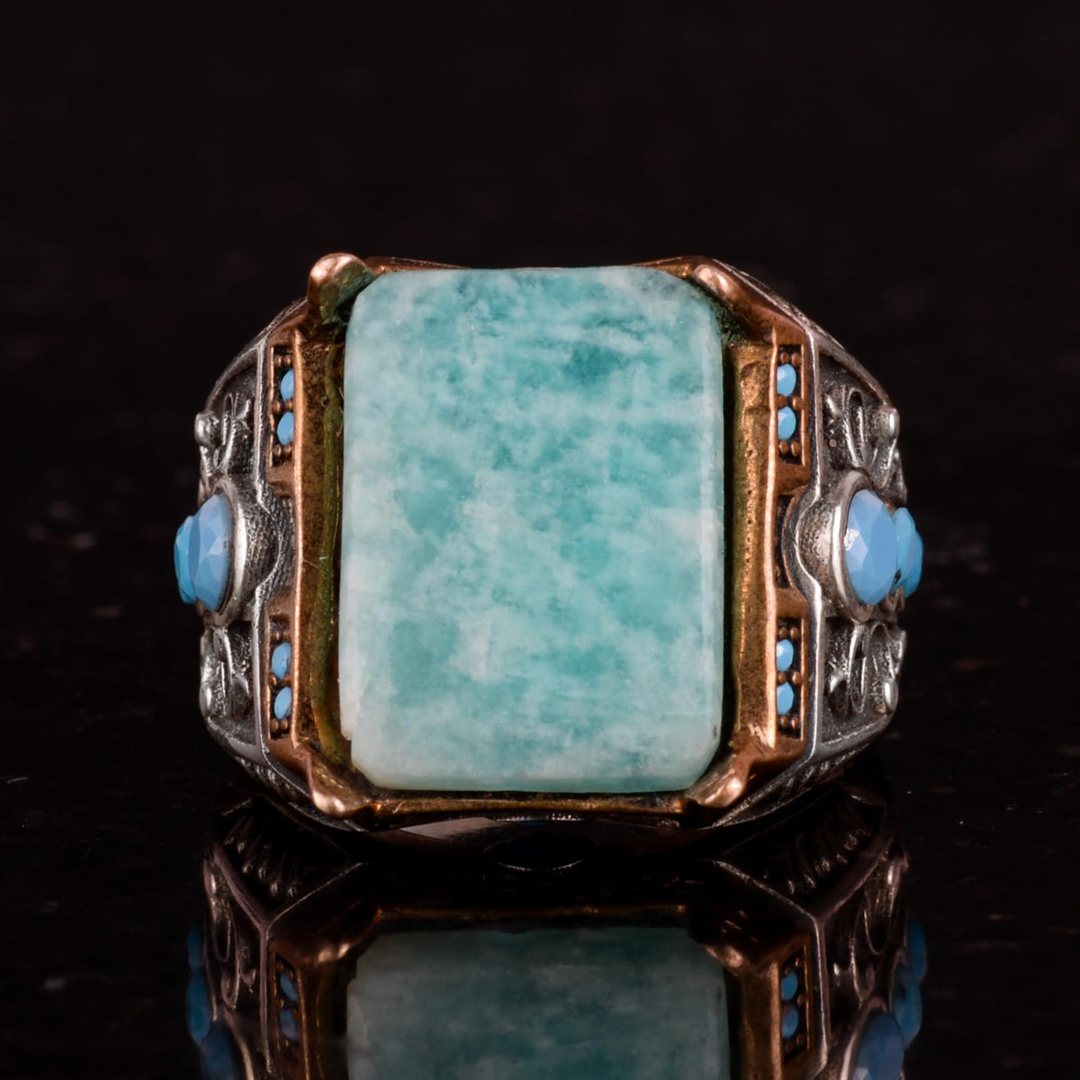 Natural Amazonite Stone Ring - 925 Sterling Silver — 3