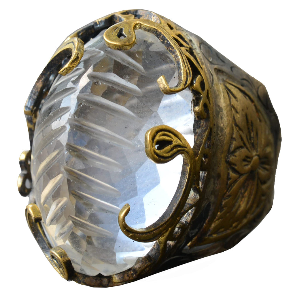 Crystal Stone Silver Men's Ring