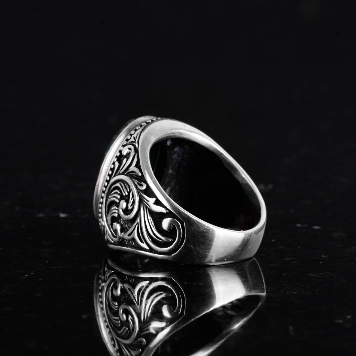 Natural Emerald Stone Ring - 925 Sterling Silver (Model-2) — 7