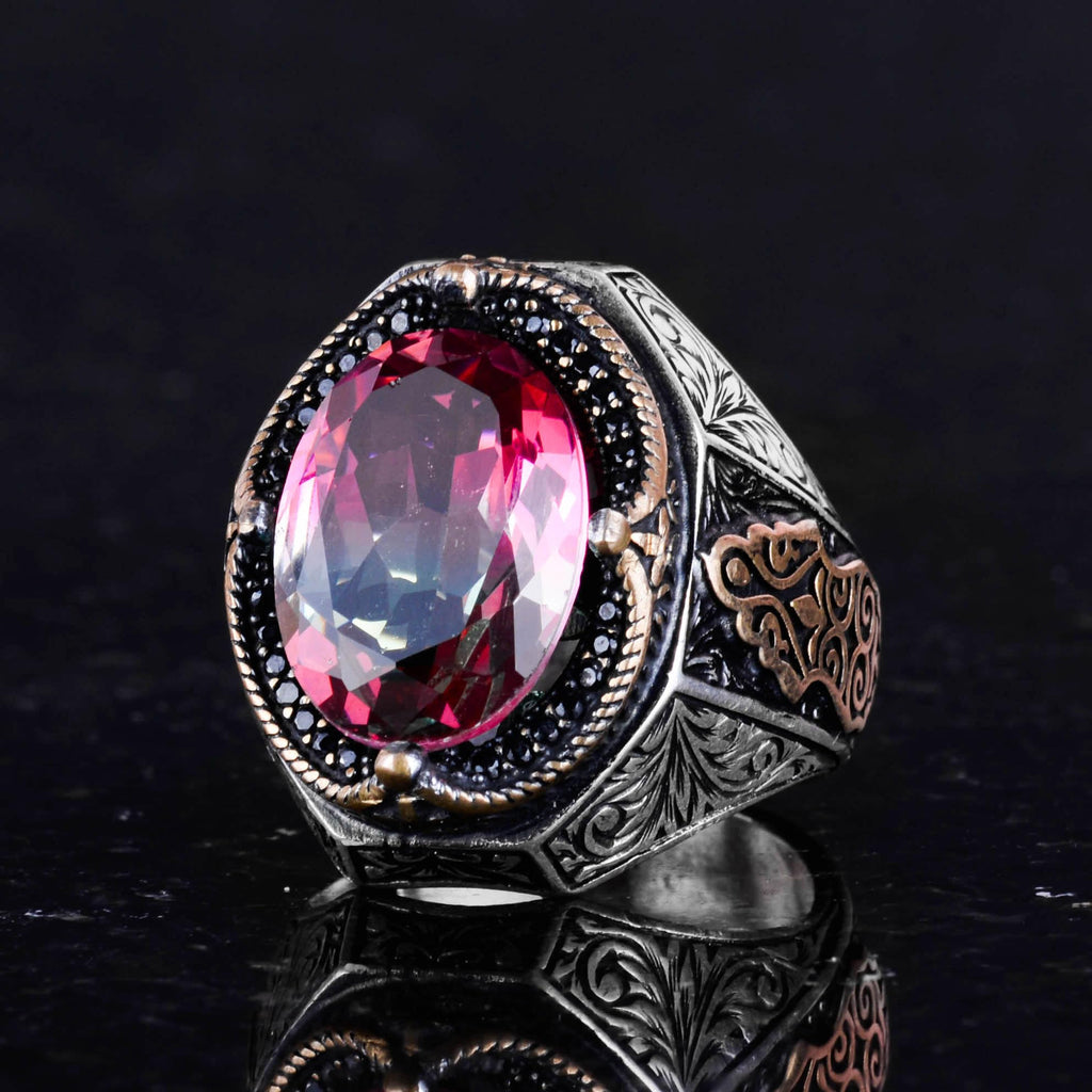 925 Sterling Silver Ring - Colorless Synthetic Stone Ring — 5