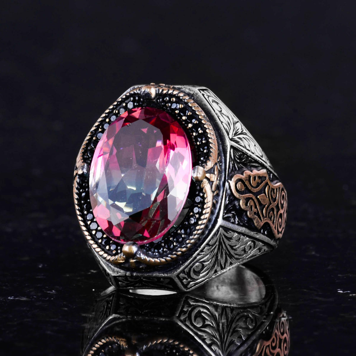 925 Sterling Silver Ring - Colorless Synthetic Stone Ring — 5