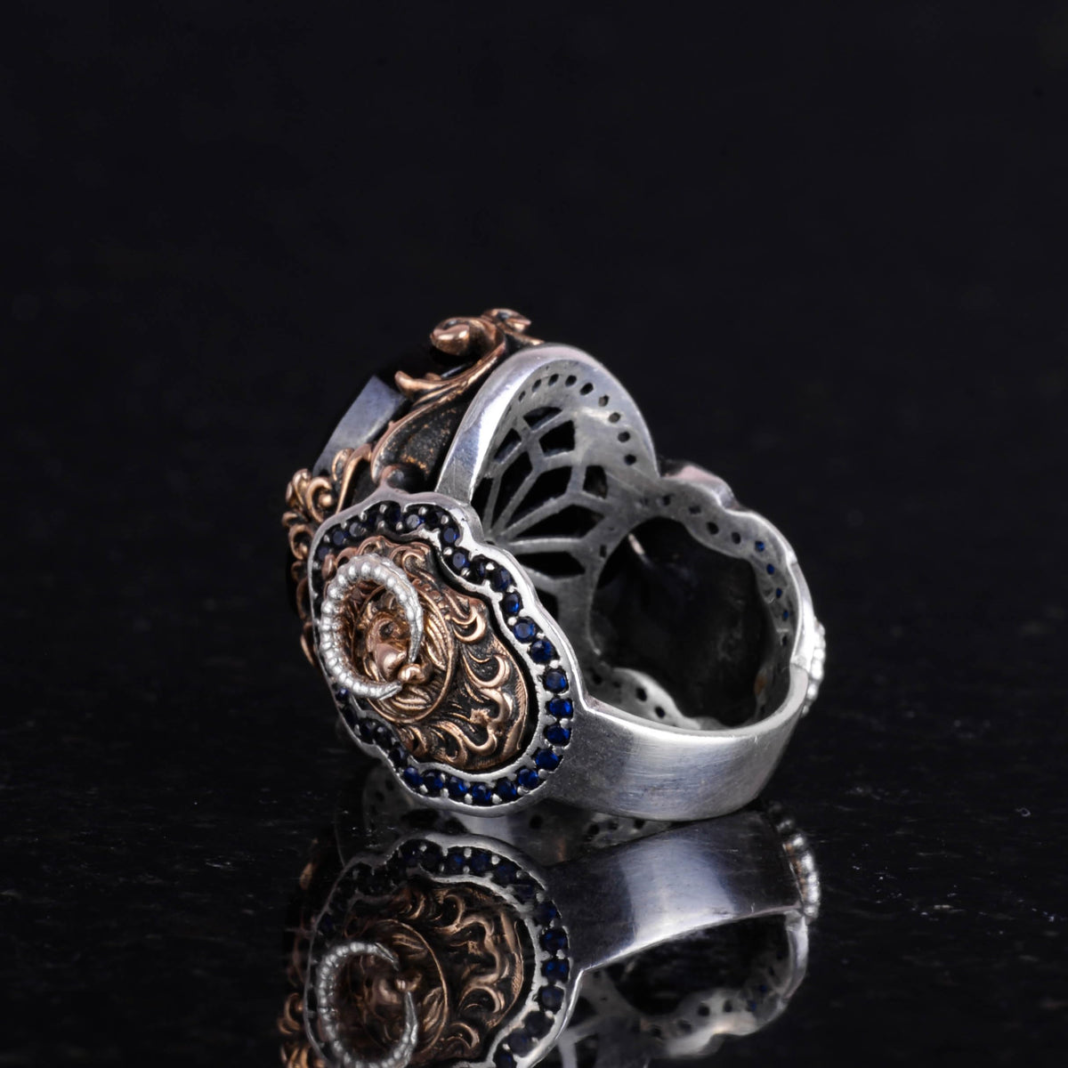 925 Sterling Silver Handmade Lion Head Men's Ring — 6