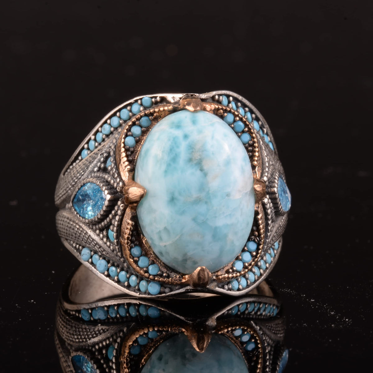 Real Larimar Natural Stone Ring — 5