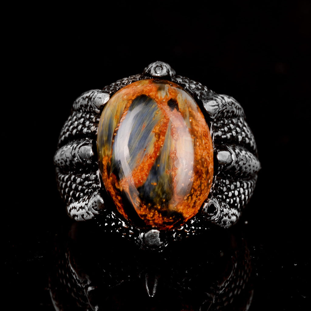 Natural Pietersite Stone Ring, Handmade Men's Ring, 925 Sterling Silver — 5