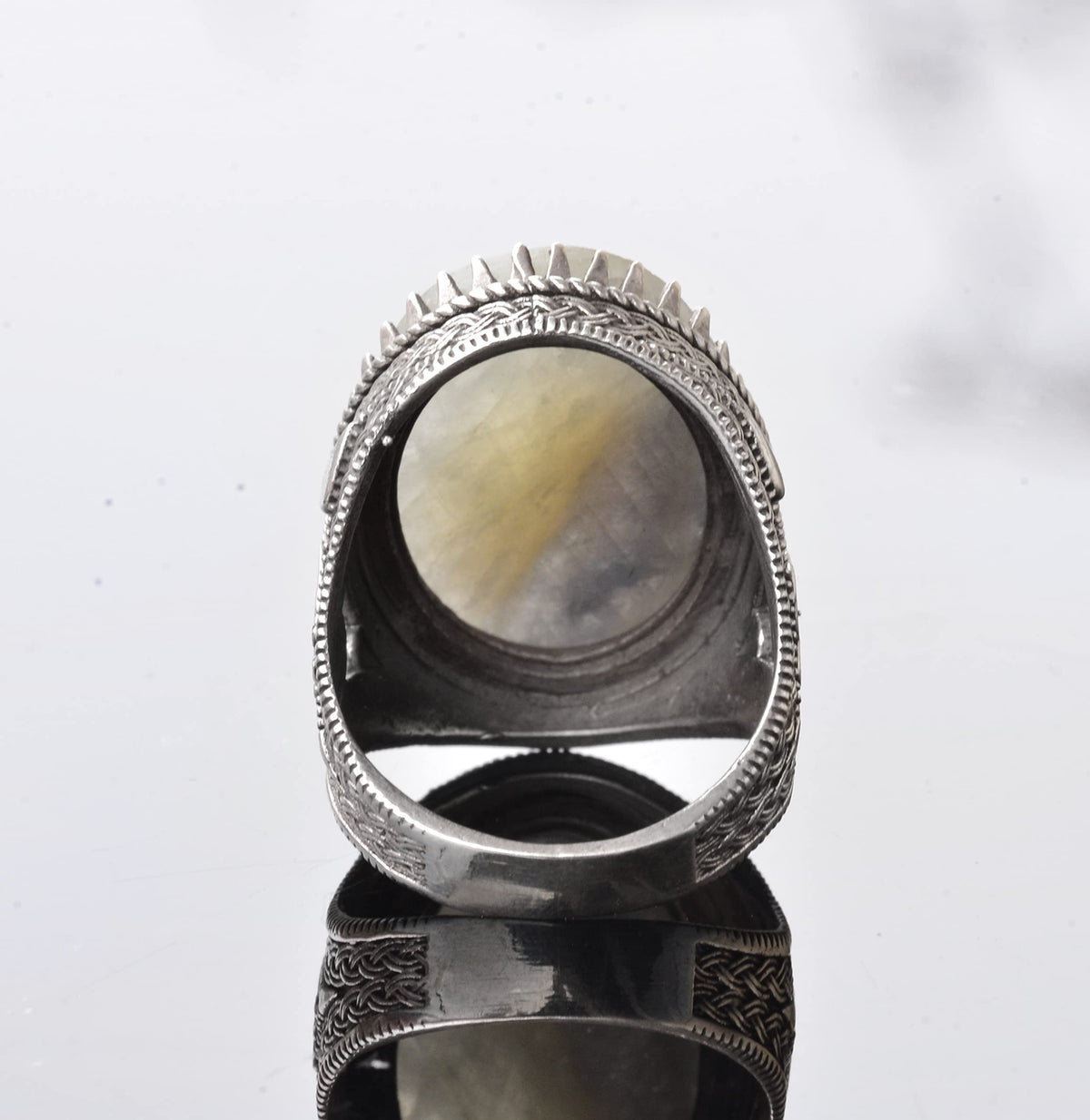 Yellow Sapphire Stone Ring, Ottoman Seal Ring, 925 Sterling Silver Ring — 5