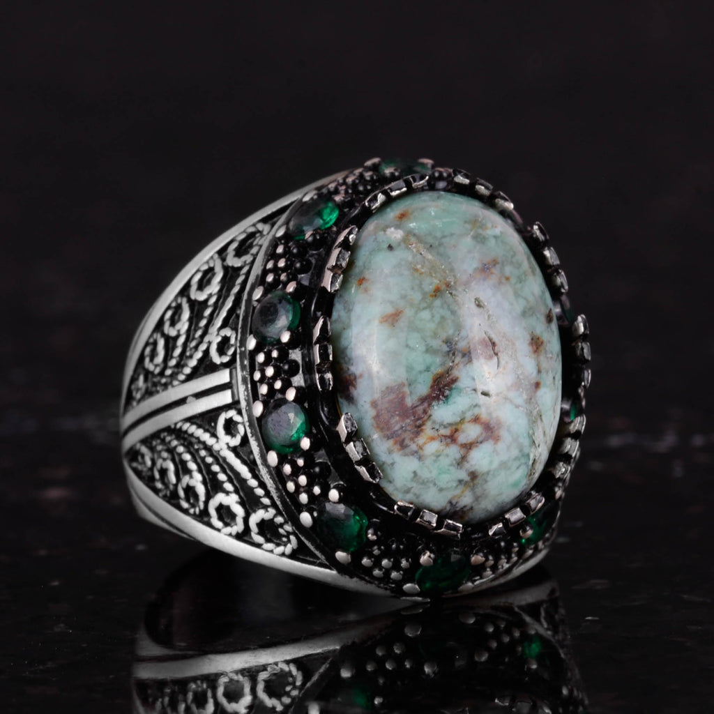 KAMBO Natural Larimar Gemstone Ring - Handmade 925 Sterling Silver — 5