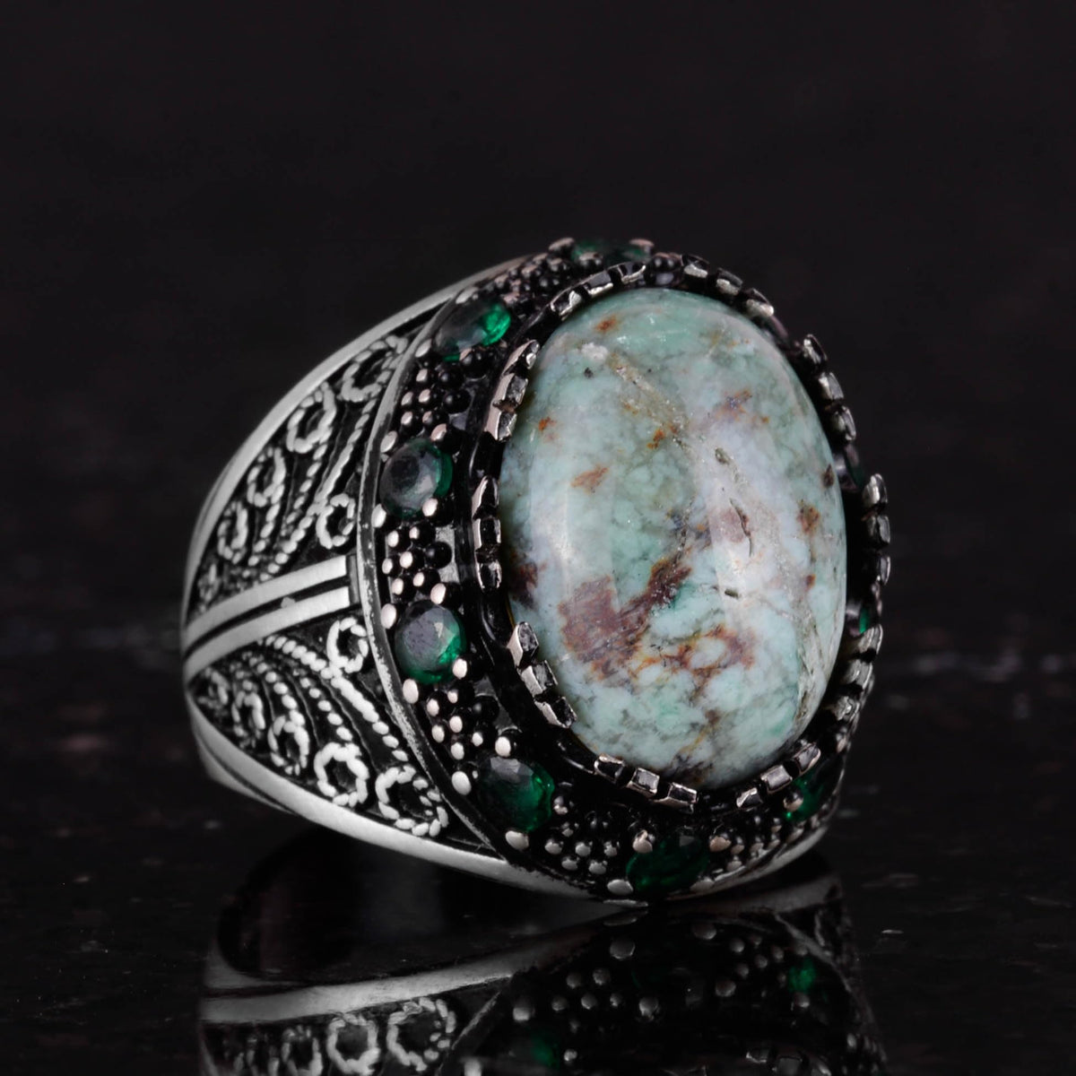 KAMBO Natural Larimar Gemstone Ring - Handmade 925 Sterling Silver — 5