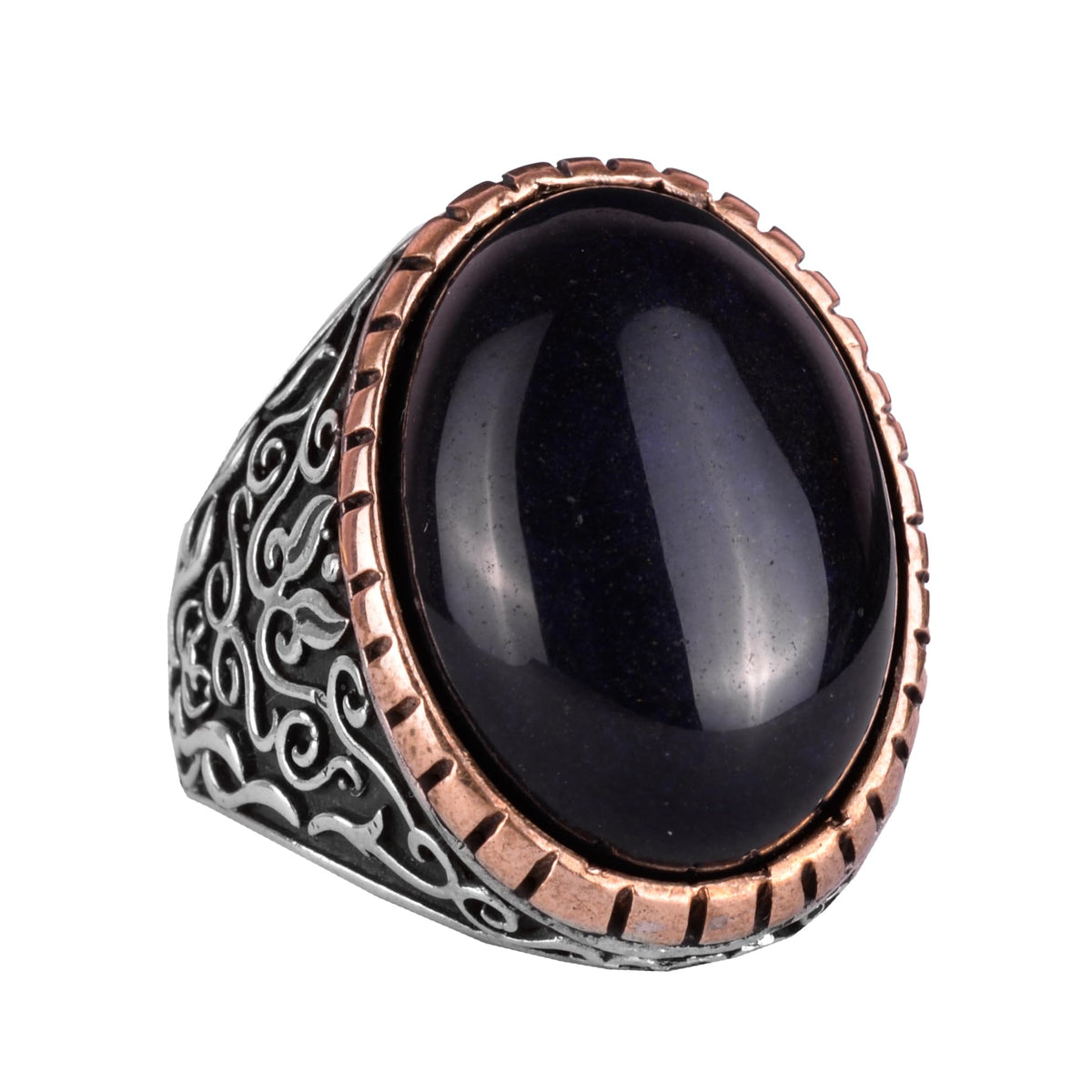 Synthetic Stone Ring - 925 Sterling Silver Men's Ring