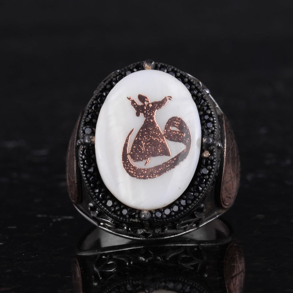 Patterned Handmade Ring - 925 Sterling Silver Men's Ring — 4