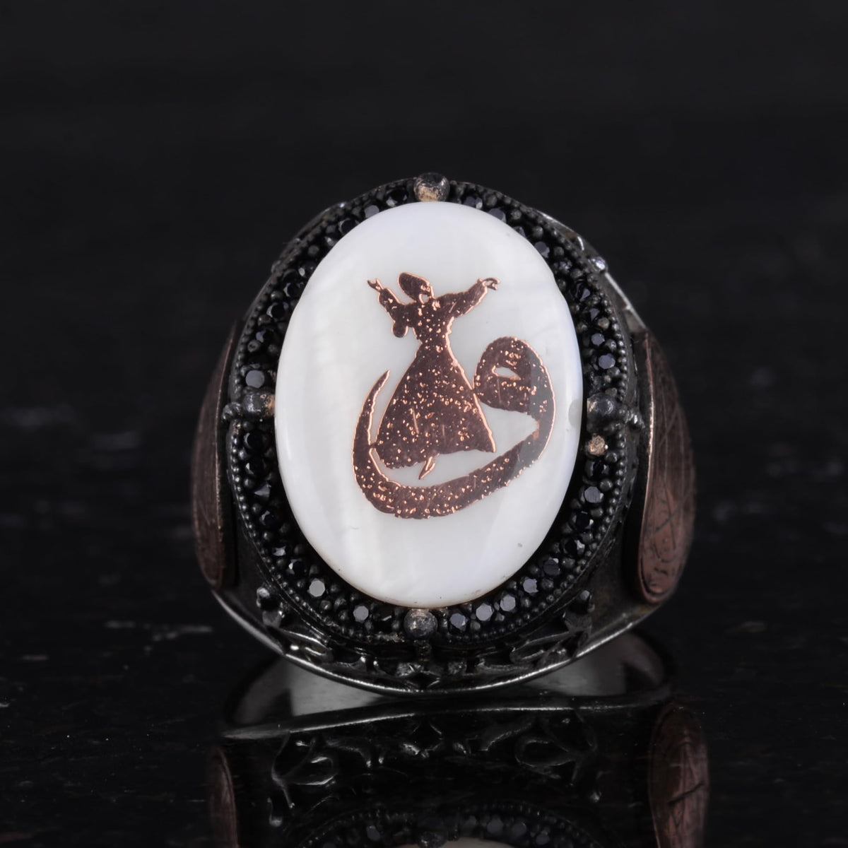 Patterned Handmade Ring - 925 Sterling Silver Men's Ring — 4