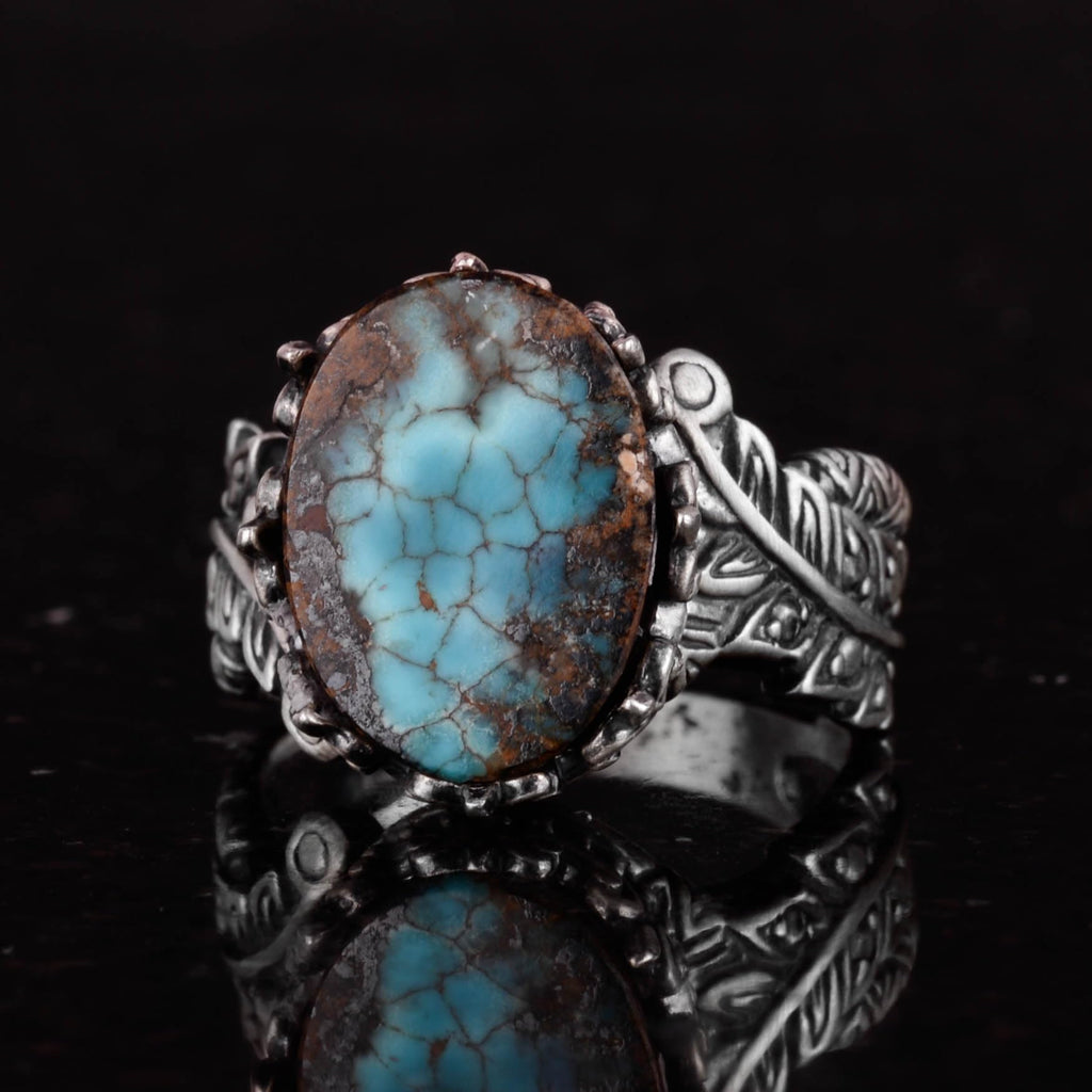 Natural Arizona Turquoise Stone Ring, 925 Sterling Silver Ring, Minimalist Handmade Ring (Model-2) — 6