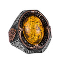 Stylish Handmade 925 Sterling Silver Men's Ring, Artificial Light Yellow Amber Stone