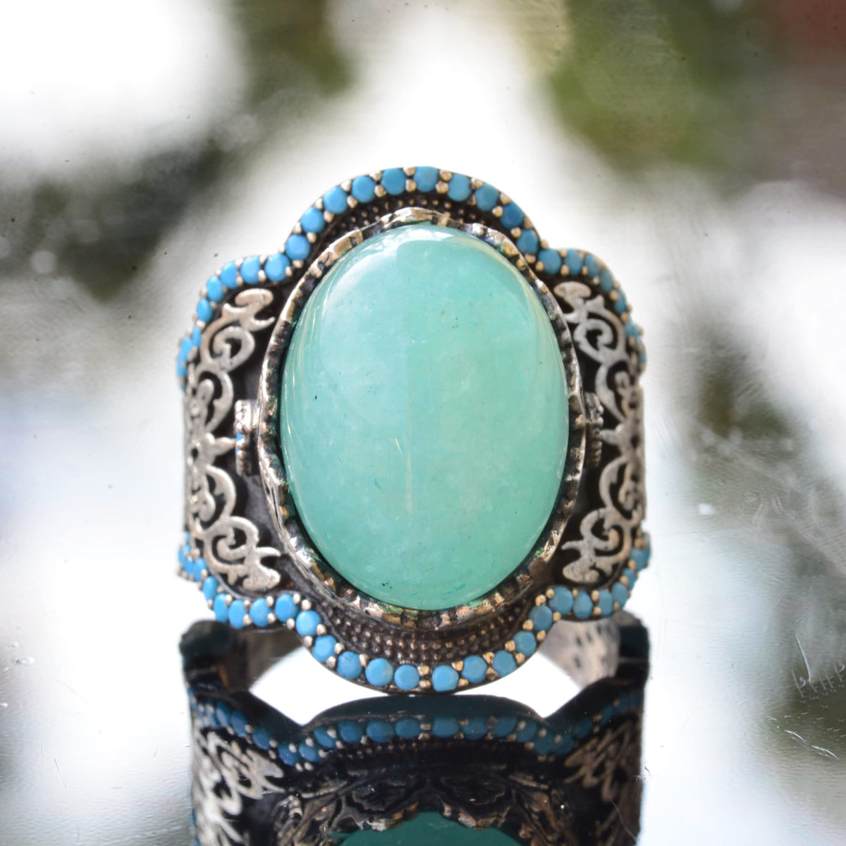 Handmade 925 Sterling Silver Men's Ring Natural Stone — 2