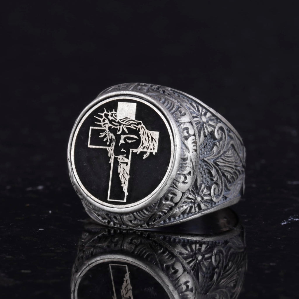 Cross Ring - Men's 925 Sterling Silver Christian Ring - Jesus Ring — 6