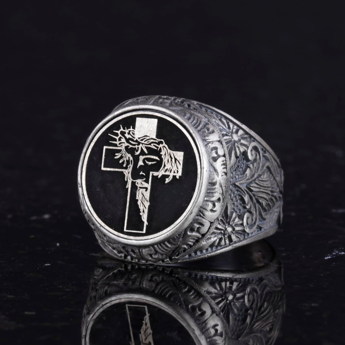 Cross Ring - Men's 925 Sterling Silver Christian Ring - Jesus Ring — 6