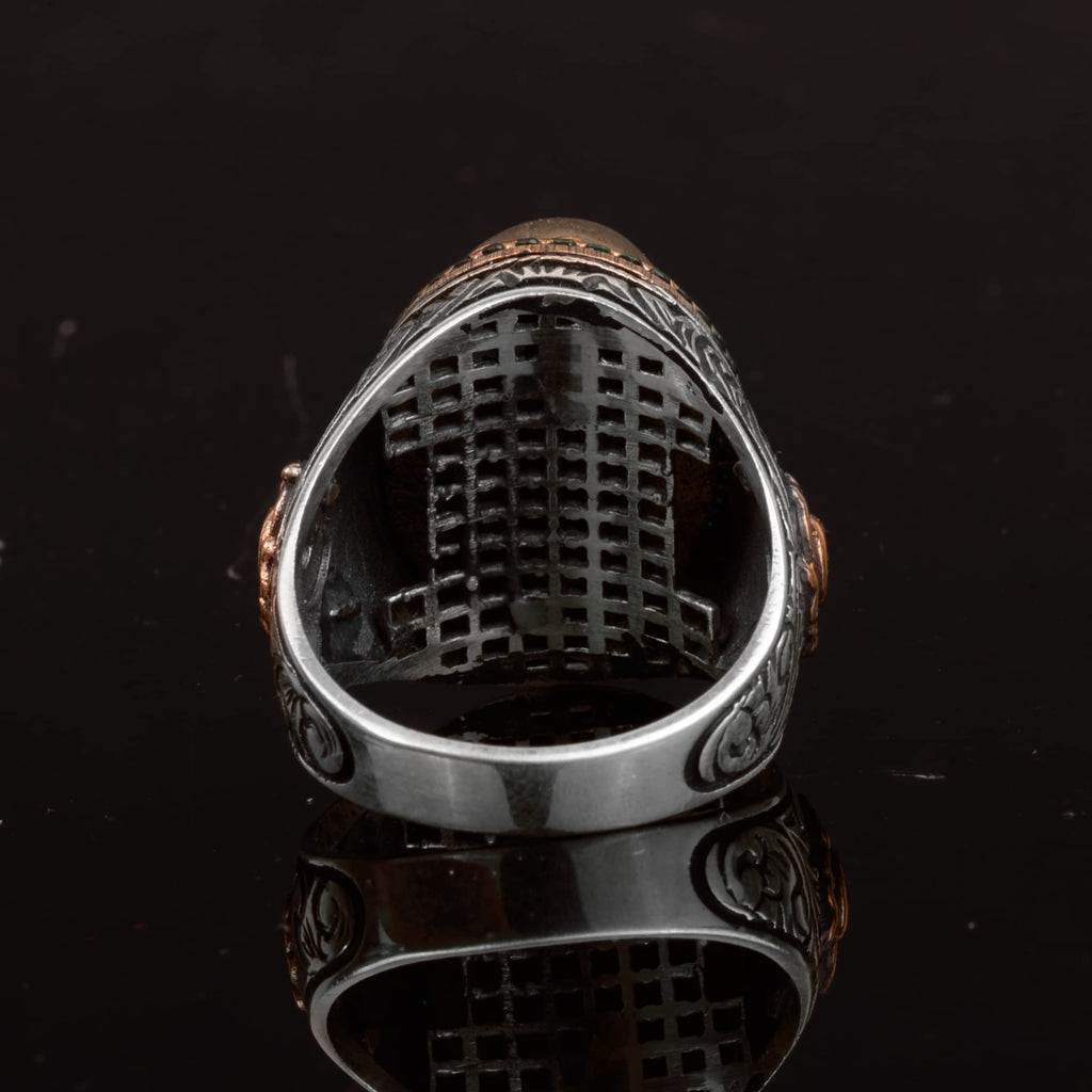 Natural Pyrite Stone Ring, Sultan Ring, 925 Sterling Silver Men's Ring — 7