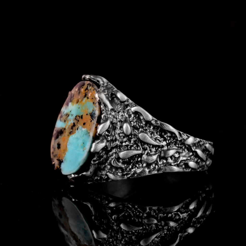 Natural Arizona Turquoise Stone Ring - 925 Sterling Silver Minimalist Ring — 5