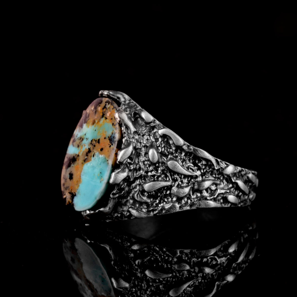 Natural Arizona Turquoise Stone Ring - 925 Sterling Silver Minimalist Ring — 5